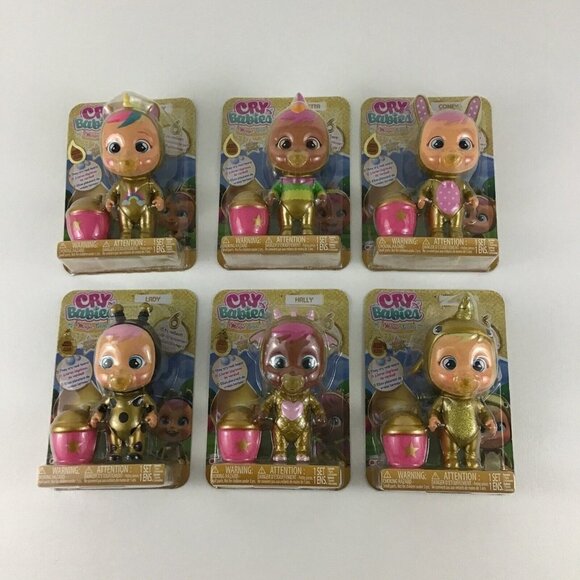 Cry Babies Magic Tears Golden Edition Doll Lady Narvie Hally Dreamy COMPLETE SET - Picture 1 of 8